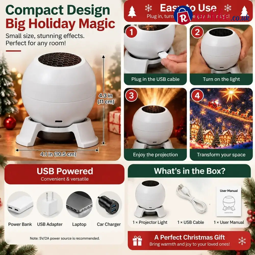 🔥🔥LAST DAY 49% OFF -🎄 Magical Christmas Projection Night Light – Transform Any Room Into A Holiday Wonderland