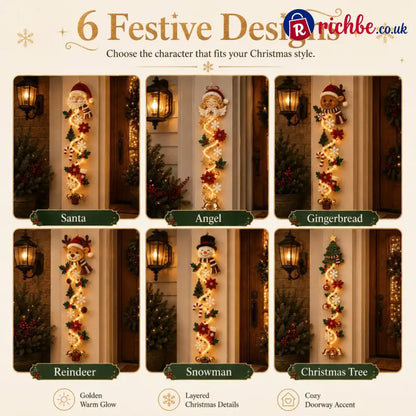 ⏳ Last Day 49% OFF – 🎄MerryCascade™ Glowing Christmas Door Hanger | 6 Festive Lighted Designs with Warm Glow, Dimensional Details & Space-Saving Vertical Décor ✨