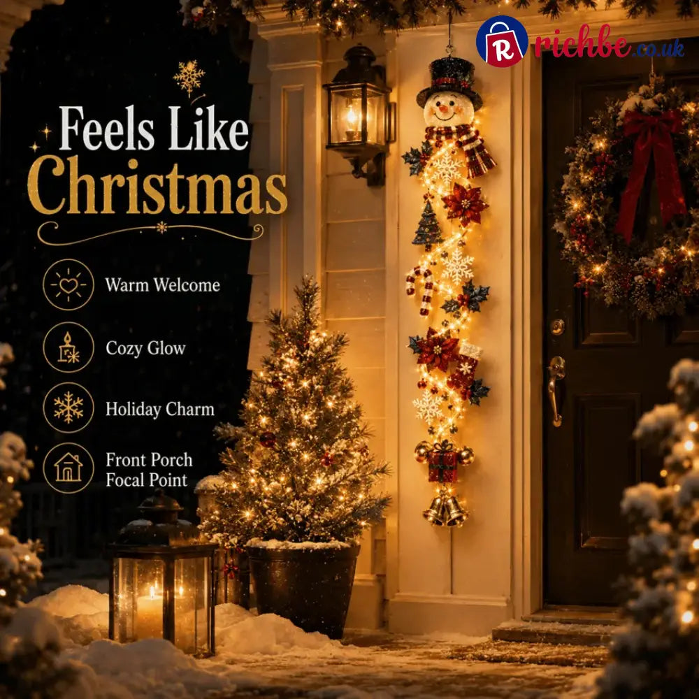 ⏳ Last Day 49% OFF – 🎄MerryCascade™ Glowing Christmas Door Hanger | 6 Festive Lighted Designs with Warm Glow, Dimensional Details & Space-Saving Vertical Décor ✨