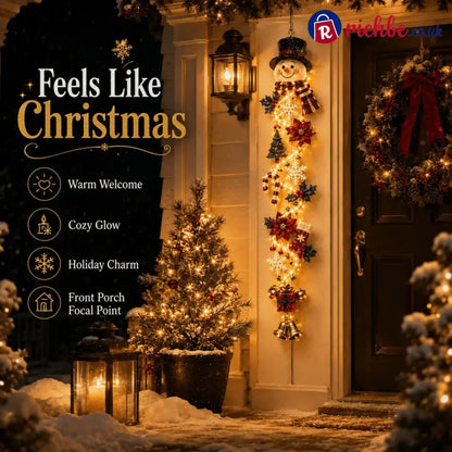 ⏳ Last Day 49% OFF – 🎄MerryCascade™ Glowing Christmas Door Hanger | 6 Festive Lighted Designs with Warm Glow, Dimensional Details & Space-Saving Vertical Décor ✨