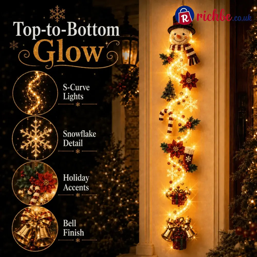 ⏳ Last Day 49% OFF – 🎄MerryCascade™ Glowing Christmas Door Hanger | 6 Festive Lighted Designs with Warm Glow, Dimensional Details & Space-Saving Vertical Décor ✨
