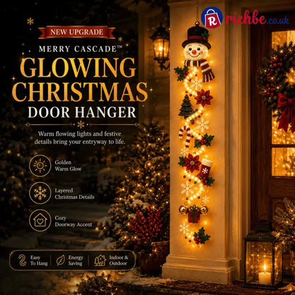 ⏳ Last Day 49% OFF – 🎄MerryCascade™ Glowing Christmas Door Hanger | 6 Festive Lighted Designs with Warm Glow, Dimensional Details & Space-Saving Vertical Décor ✨
