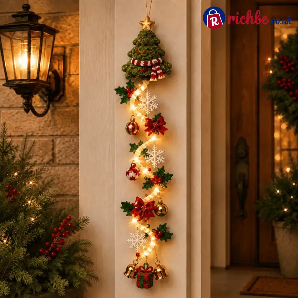⏳ Last Day 49% OFF – 🎄MerryCascade™ Glowing Christmas Door Hanger | 6 Festive Lighted Designs with Warm Glow, Dimensional Details & Space-Saving Vertical Décor ✨