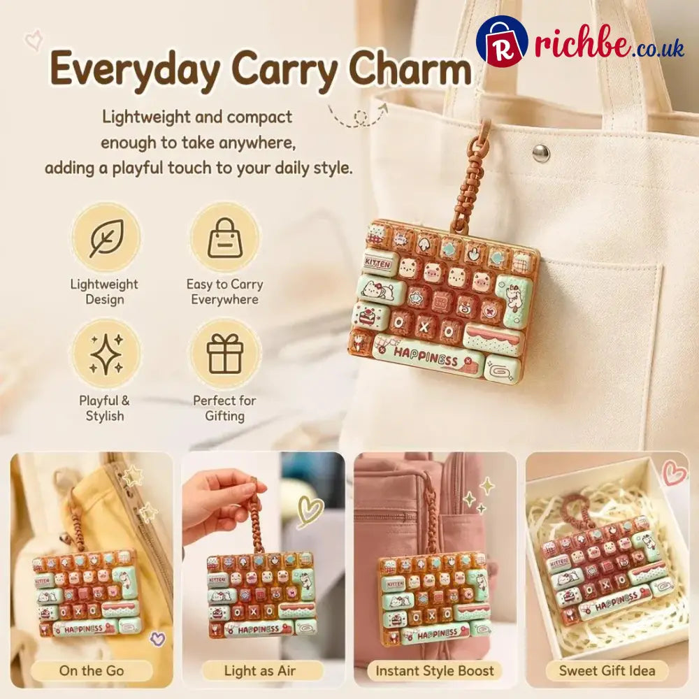 ⏳ Last Day 49% OFF – ⌨️ Mini 26-Key Mechanical Keyboard Fidget Keychain | Satisfying Clicks Kawaii Cat Design &