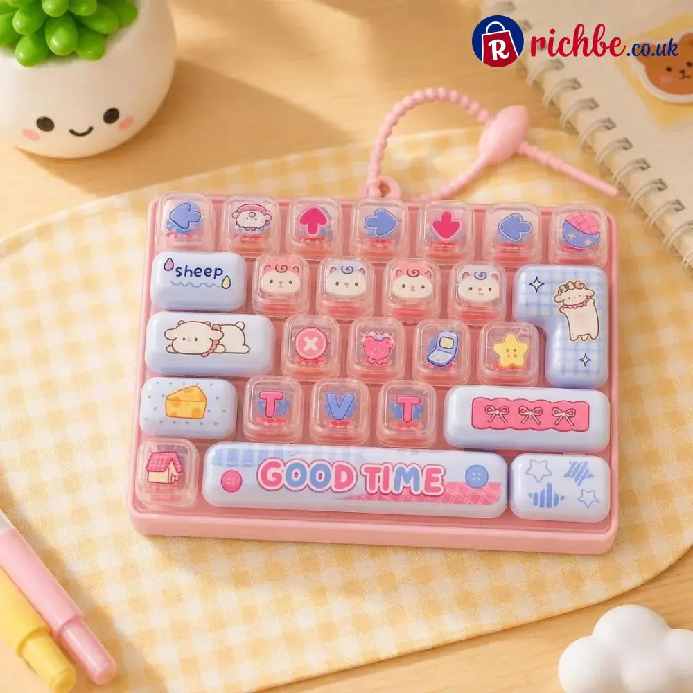 ⏳ Last Day 49% OFF – ⌨️ Mini 26-Key Mechanical Keyboard Fidget Keychain | Satisfying Clicks Kawaii Cat Design &
