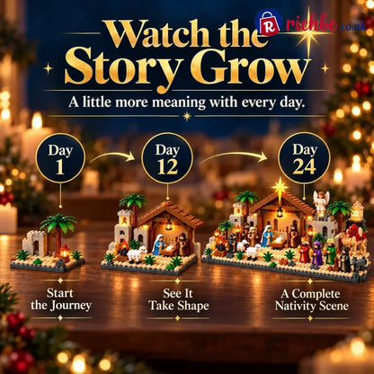 🔥LAST DAY 49% OFF - ✨Nativity Advent Calendar – 24-day Buildable Christmas Nativity Set