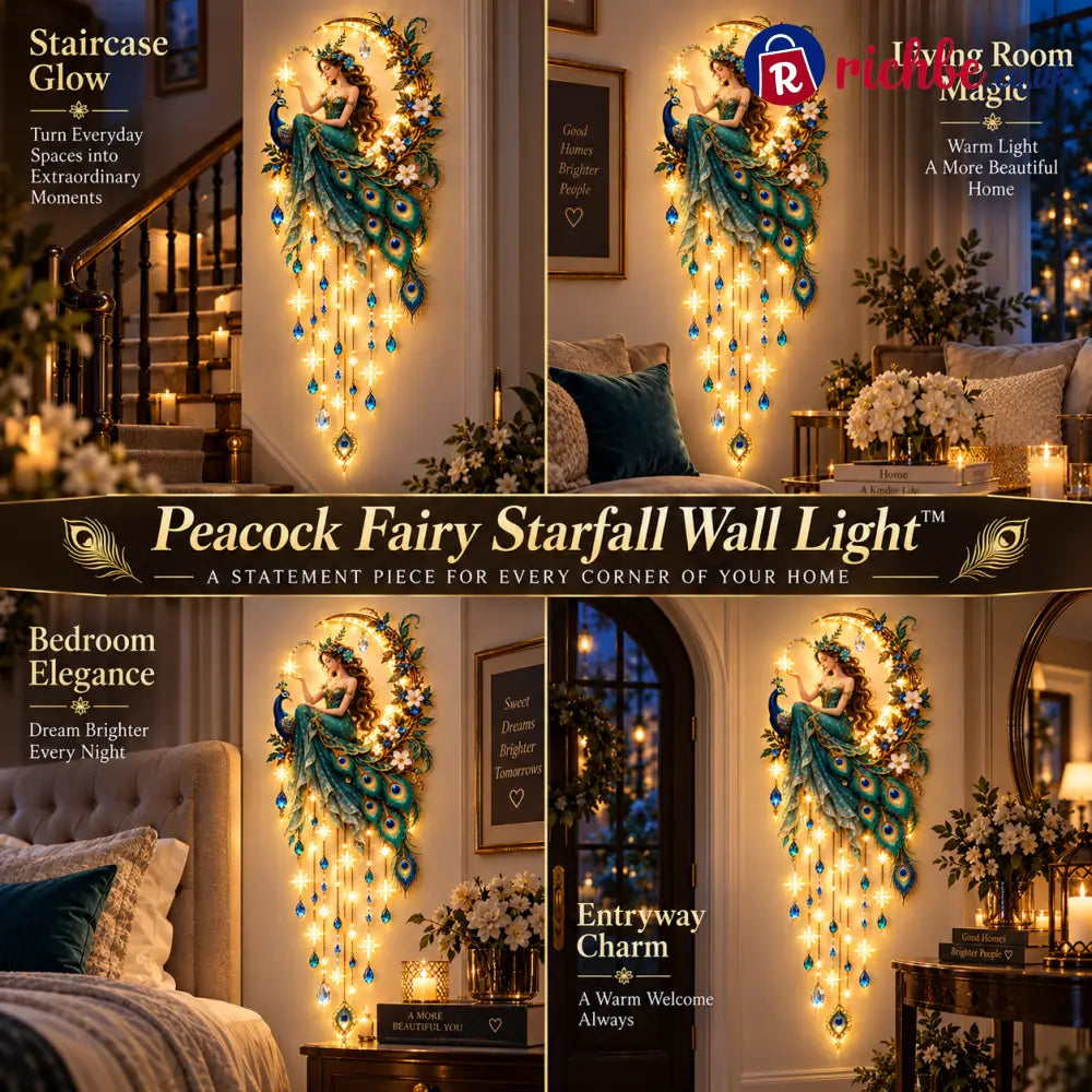🔥 Last Day 49% OFF🦚 Peacock Fairy Starfall Wall Light