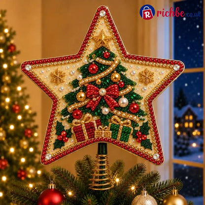 🔥Last Day 49% OFF - 🎄🎅Pearl Diamond Art Christmas Tree Topper Kit - 🎄 Christmas Tree / Approx. 8 in Diameter