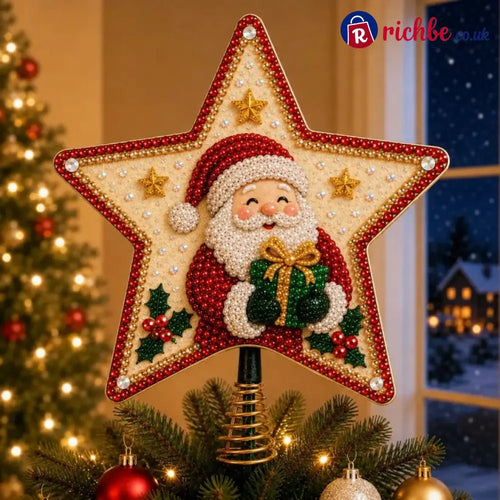 🔥Last Day 49% OFF - 🎄🎅Pearl Diamond Art Christmas Tree Topper Kit - 🎅 Santa / Approx. 8 in Diameter