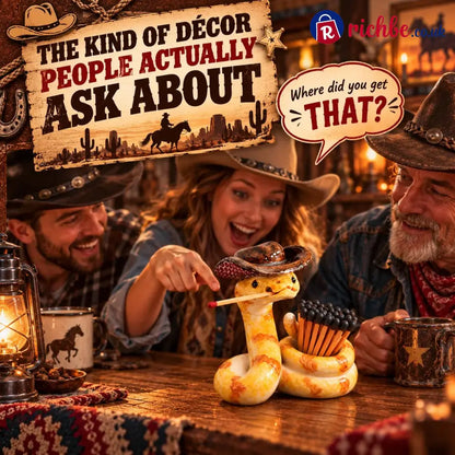 ⏳ Last Day 49% OFF – 🤠 The Cowboy Rattler Match Holder | Funny Western Snake Décor for Cabins Mantels & Bars 🐍 - Holder