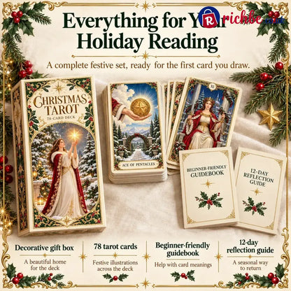 Last Day 49% OFF🎉-🔮 Yuletide Tarot Deck | 78 Festive Cards & A Guided 12-Day Holiday Ritual