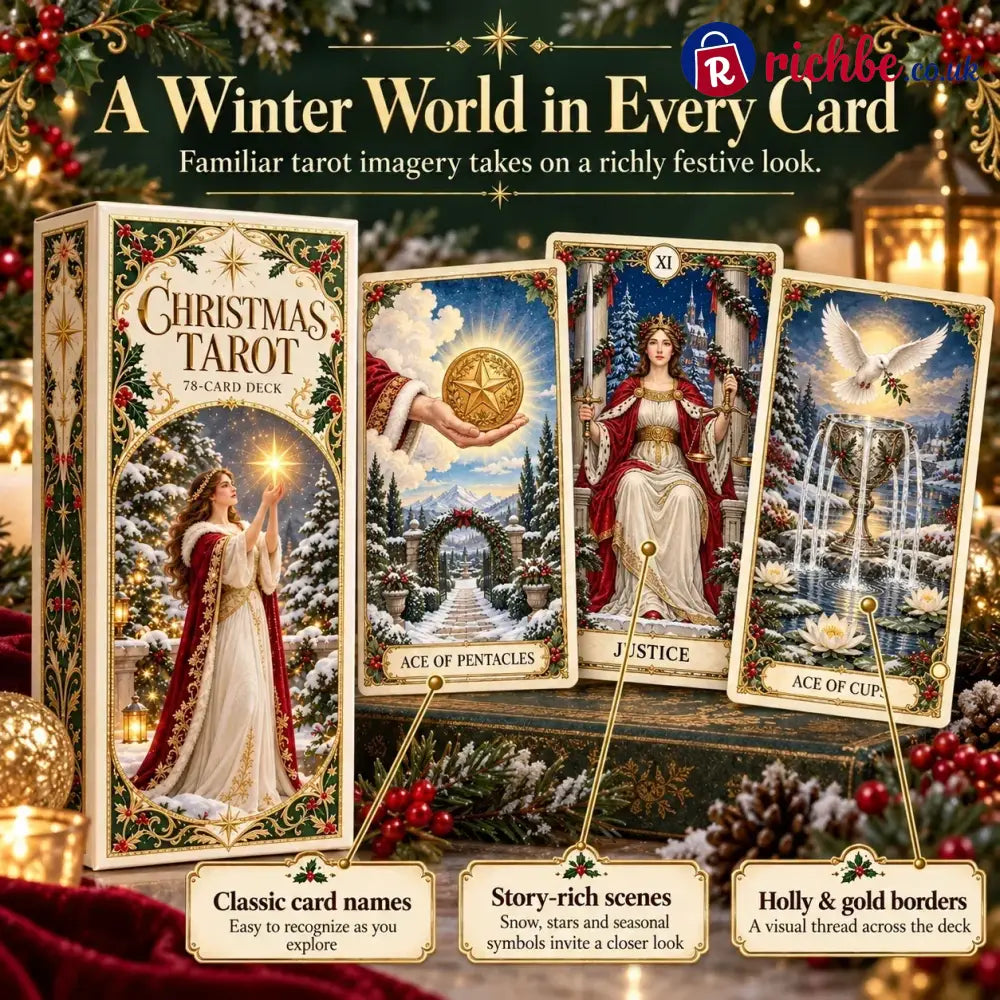 Last Day 49% OFF🎉-🔮 Yuletide Tarot Deck | 78 Festive Cards & A Guided 12-Day Holiday Ritual