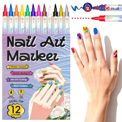 🔥Last Day 50% OFF🎨12/24 Colors Dual-Tip Nail Markers For Nail Art - 12PCS