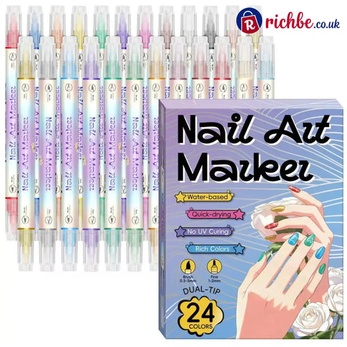 🔥Last Day 50% OFF🎨12/24 Colors Dual-Tip Nail Markers For Nail Art - 24PCS
