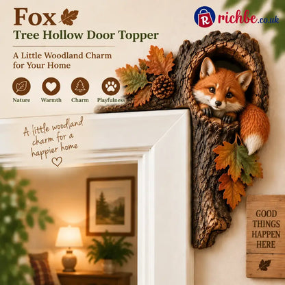 ⏰LAST DAY 50% OFF 🐿️ 3D Chipmunk Tree Hollow Door Topper | Woodland Animal Doorway Decor For Cozy Nature Home - 🦊Fox