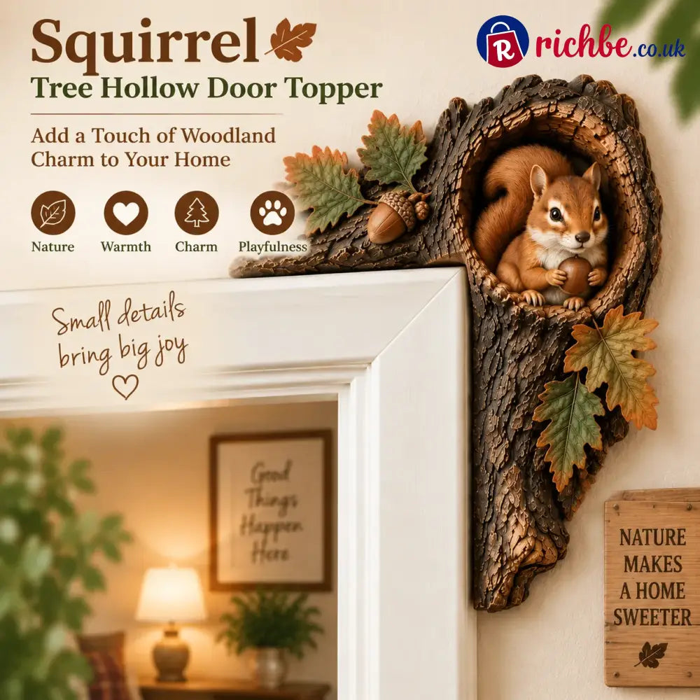 ⏰LAST DAY 50% OFF 🐿️ 3D Chipmunk Tree Hollow Door Topper | Woodland Animal Doorway Decor For Cozy Nature Home