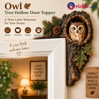 ⏰LAST DAY 50% OFF 🐿️ 3D Chipmunk Tree Hollow Door Topper | Woodland Animal Doorway Decor For Cozy Nature Home - 🦉Owl