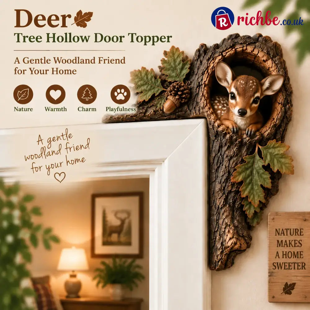 ⏰LAST DAY 50% OFF 🐿️ 3D Chipmunk Tree Hollow Door Topper | Woodland Animal Doorway Decor For Cozy Nature Homes - 🦌Deer