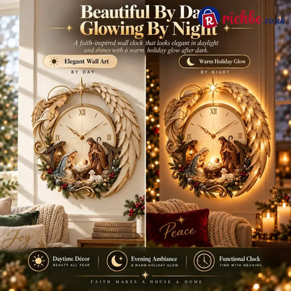 🎄⏰ LAST DAY 50% OFF ✨ Bethlehem Angel Nativity Glow Clock