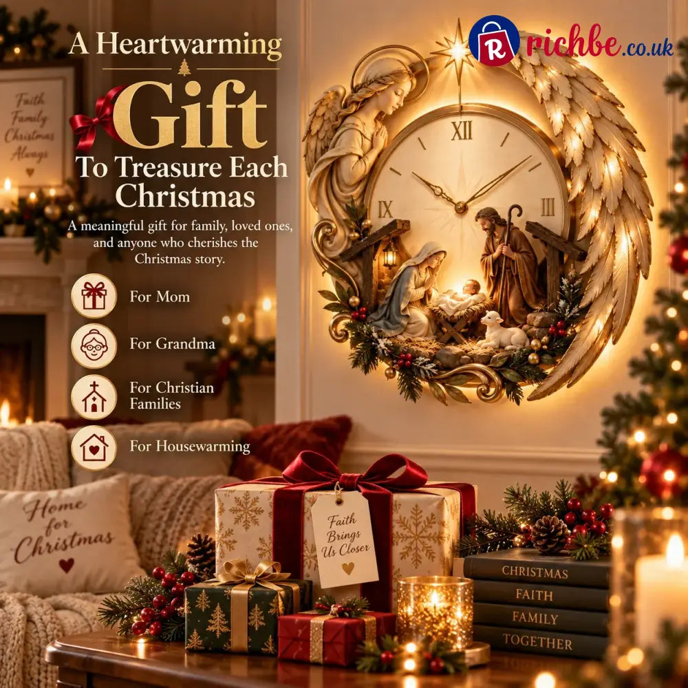 🎄⏰ LAST DAY 50% OFF ✨ Bethlehem Angel Nativity Glow Clock