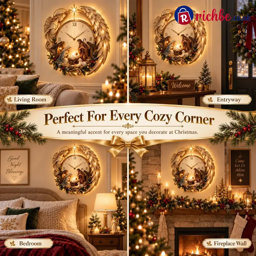 🎄⏰ LAST DAY 50% OFF ✨ Bethlehem Angel Nativity Glow Clock