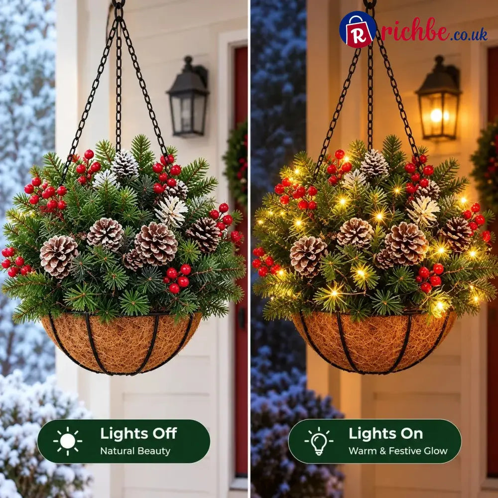 🎄 Last day: 50% OFF🏆Christmas basket with built-in lights |🎄 With built-in lights weatherproof and maintenance-free