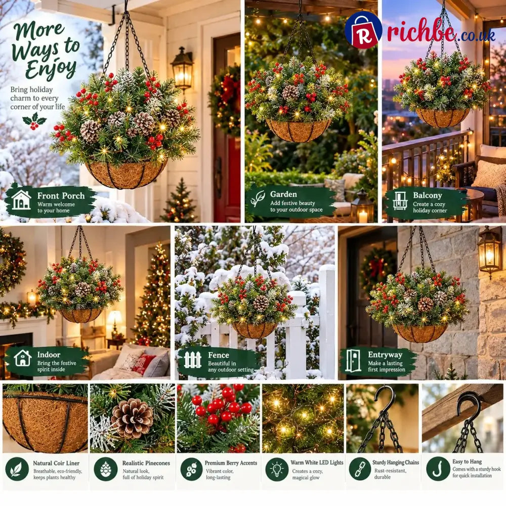 🎄 Last day: 50% OFF🏆Christmas basket with built-in lights |🎄 With built-in lights weatherproof and maintenance-free