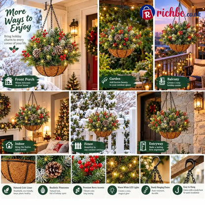 🎄 Last day: 50% OFF🏆Christmas basket with built-in lights |🎄 With built-in lights weatherproof and maintenance-free