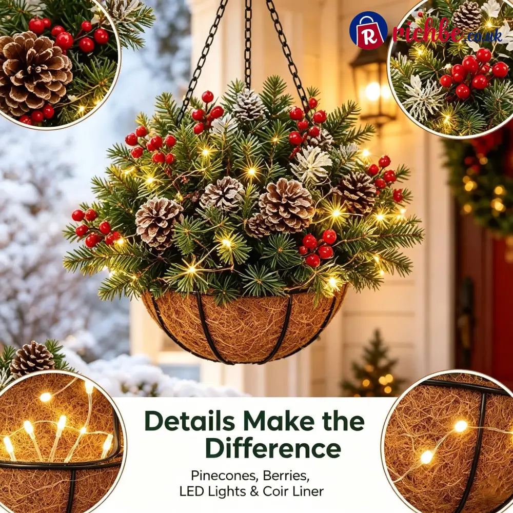 🎄 Last day: 50% OFF🏆Christmas basket with built-in lights |🎄 With built-in lights weatherproof and maintenance-free