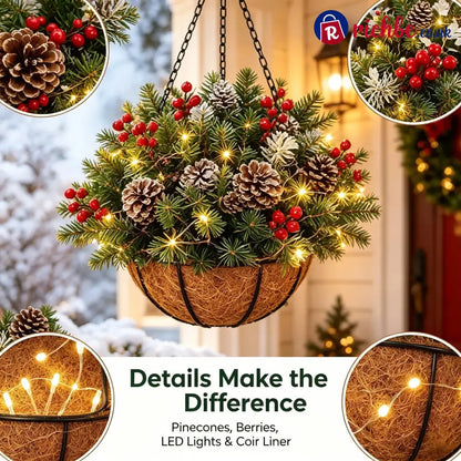 🎄 Last day: 50% OFF🏆Christmas basket with built-in lights |🎄 With built-in lights weatherproof and maintenance-free