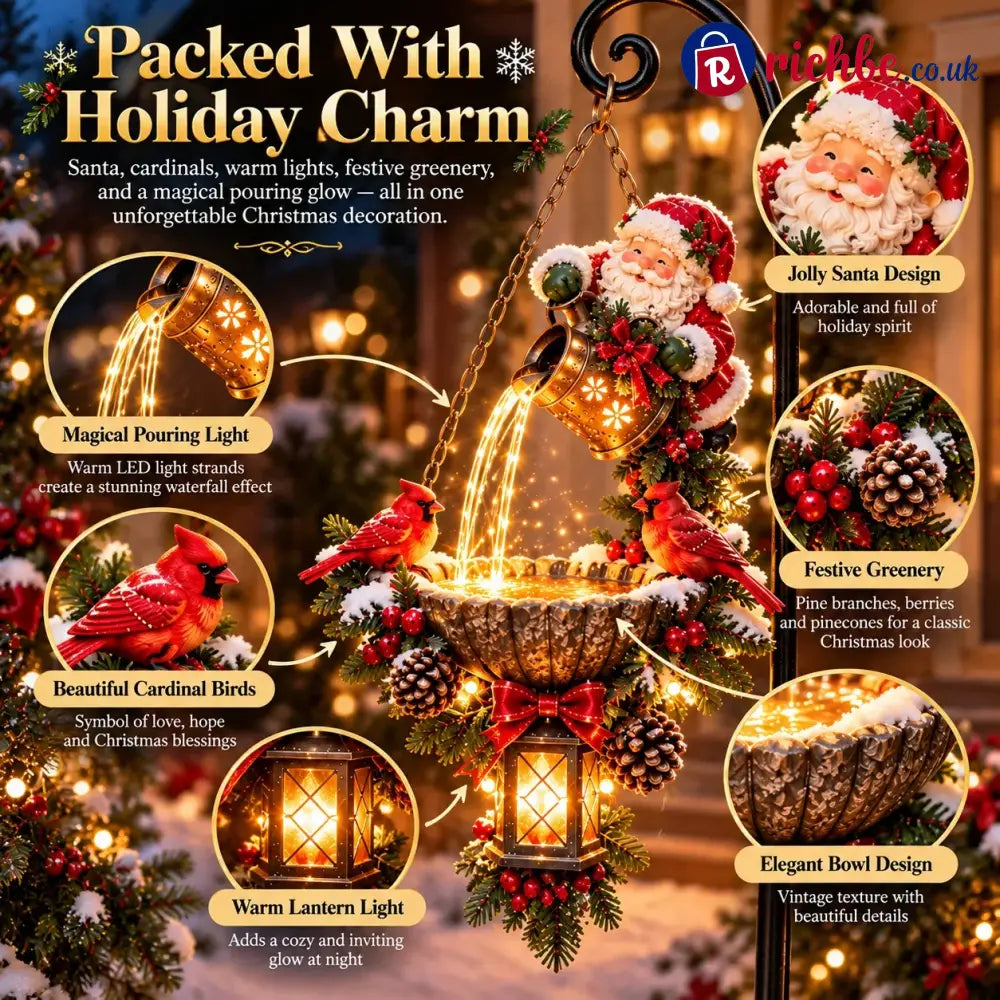 🔥Last Day 50% OFF-🎄 Santa’s Magical Light Pour – Cardinal Christmas Hanging Garden Lantern