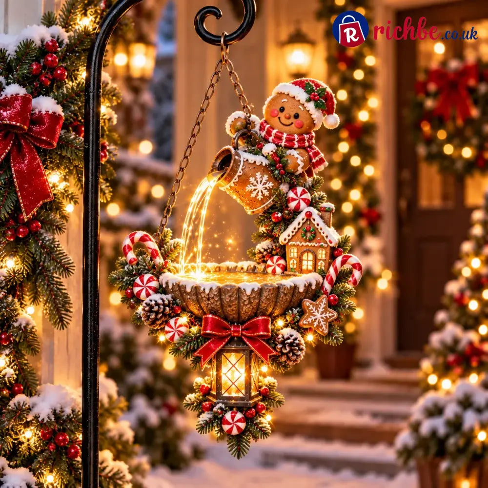 🔥Last Day 50% OFF-🎄 Santa’s Magical Light Pour – Cardinal Christmas Hanging Garden Lantern - 🍪 Gingerbread