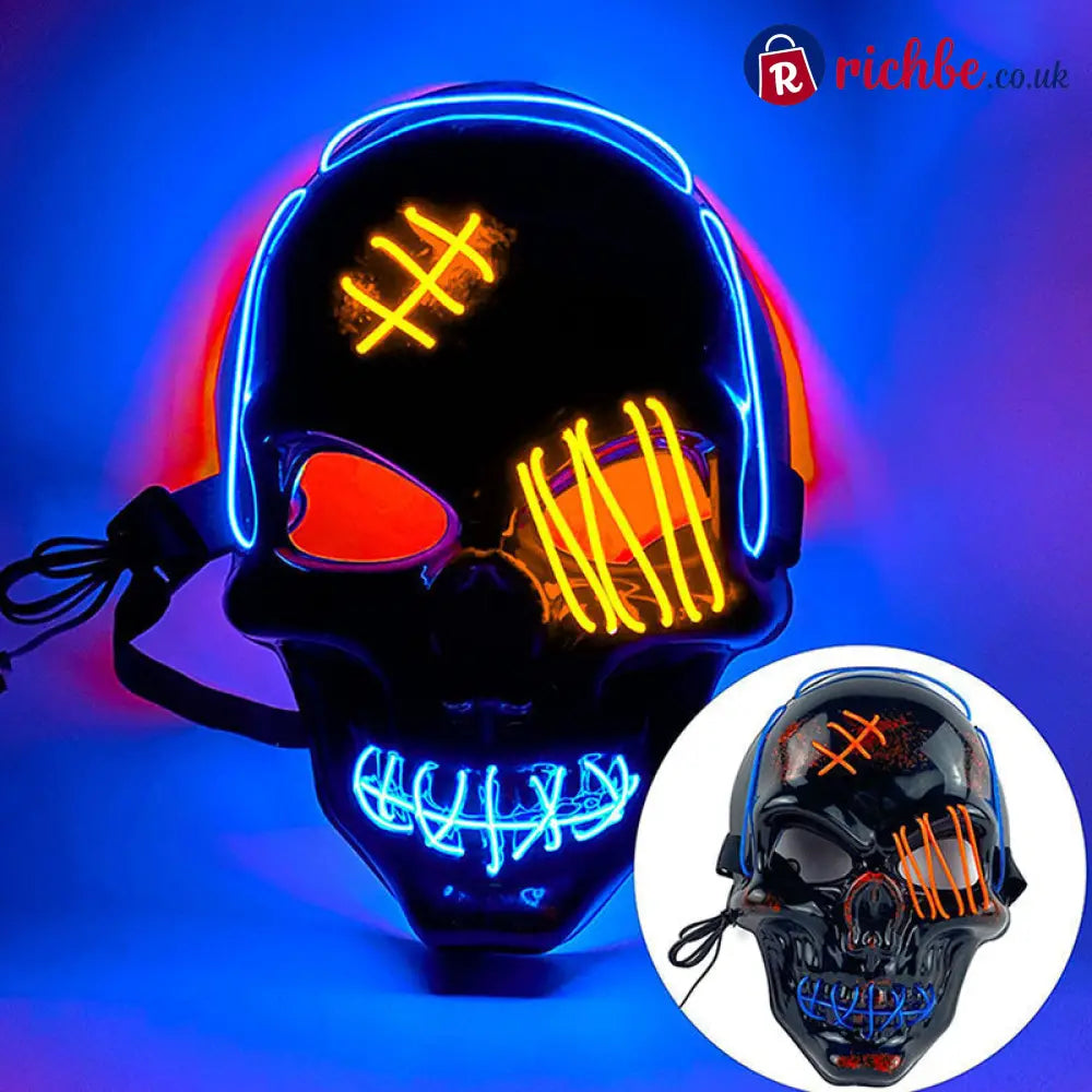 💀 LAST DAY SALE 49% OFF 🔥 Halloween LED Skull Mask - Blue + Orange - Clothing & Accessories