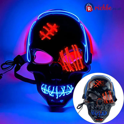 💀 LAST DAY SALE 49% OFF 🔥 Halloween LED Skull Mask - Blue + Red - Clothing & Accessories
