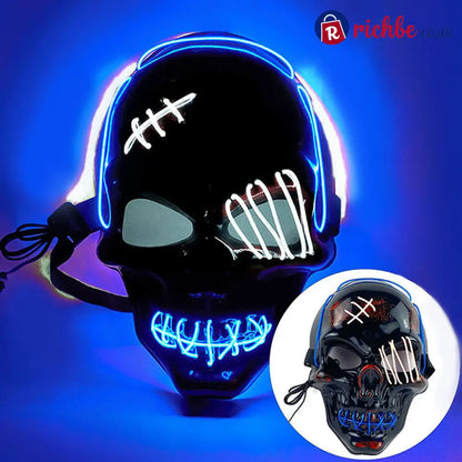 💀 LAST DAY SALE 49% OFF 🔥 Halloween LED Skull Mask - Blue + White - Clothing & Accessories