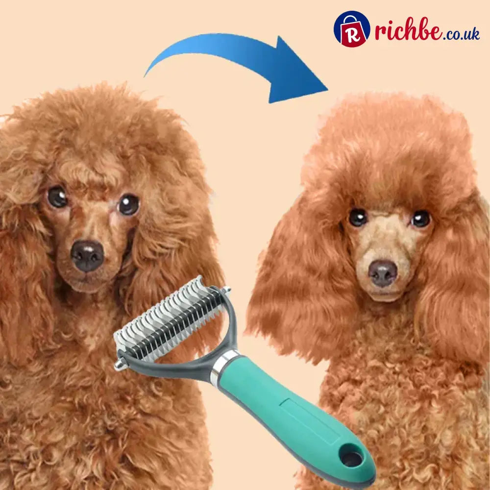 ⏰LAST DAY SALE: Only £7.99🔥Dual-Sided Pet Grooming Comb for Dogs & Cats - Blue / Large / BUY 1