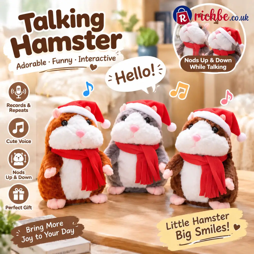 🐹 Last Day Special Price ！✨Talking Hamster Plush – repeats whatever you say auto head-shaking hilarious fun for kids &