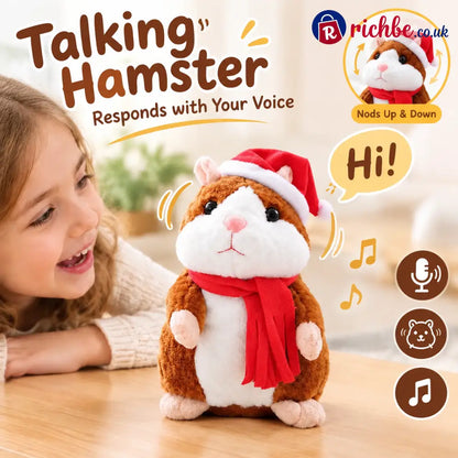 🐹 Last Day Special Price ！✨Talking Hamster Plush – repeats whatever you say auto head-shaking hilarious fun for kids &