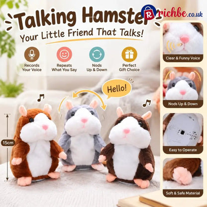 🐹 Last Day Special ✨Talking Hamster Plush – repeats whatever you say auto head-shaking hilarious fun for kids &