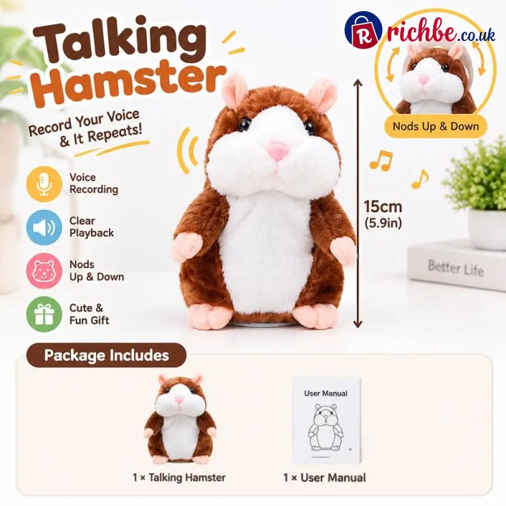 🐹 Last Day Special ✨Talking Hamster Plush – repeats whatever you say auto head-shaking hilarious fun for kids &