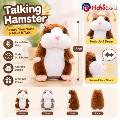 🐹 Last Day Special ✨Talking Hamster Plush – repeats whatever you say auto head-shaking hilarious fun for kids &