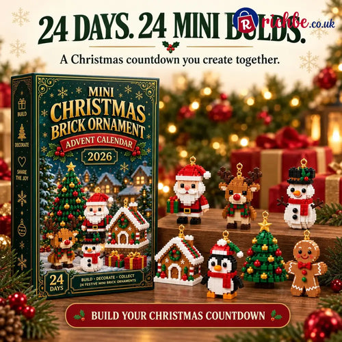 ⏳ Last Day 49% OFF – 🎄24-Day Mini Christmas Brick Ornament Advent Calendar | 24 Unique Buildable Holiday Designs with Hanging Loops for Trees, Garlands & Festive Displays 🧱