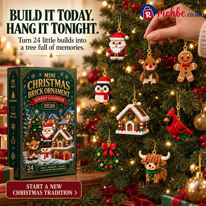 ⏳ Last Day 49% OFF – 🎄24-Day Mini Christmas Brick Ornament Advent Calendar | 24 Unique Buildable Holiday Designs with Hanging Loops for Trees, Garlands & Festive Displays 🧱