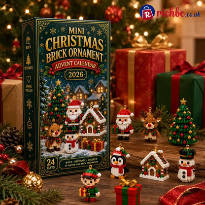 ⏳ Last Day 49% OFF – 🎄24-Day Mini Christmas Brick Ornament Advent Calendar | 24 Unique Buildable Holiday Designs with Hanging Loops for Trees, Garlands & Festive Displays 🧱