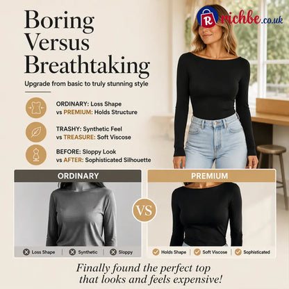 💖 Latest Design | Women’s Boat-Neck Ribbed Knit Top - Women Shirts