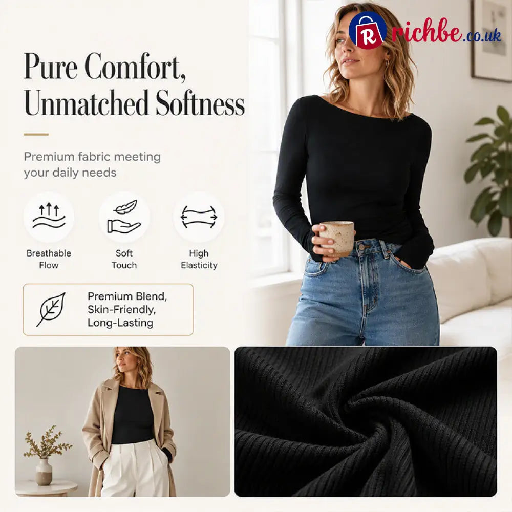💖 Latest Design | Women’s Boat-Neck Ribbed Knit Top - Women Shirts