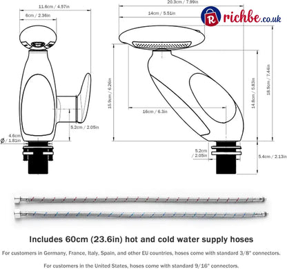 LED Bathroom Faucet with Multicolor Light 360° Swivel & Pull-Out Spout 4 Spray Modes