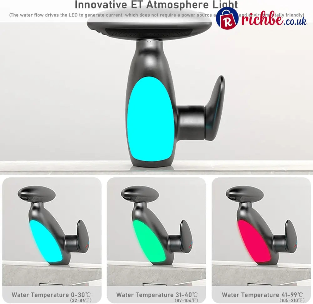 LED Bathroom Faucet with Multicolor Light 360° Swivel & Pull-Out Spout 4 Spray Modes