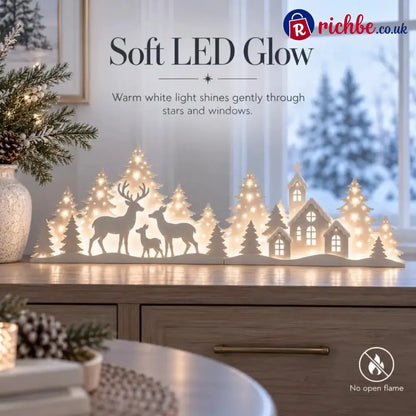 🦌 LED Christmas Deer & Village Window Decor | 2-Piece Lighted Scene - 🎄Christmas