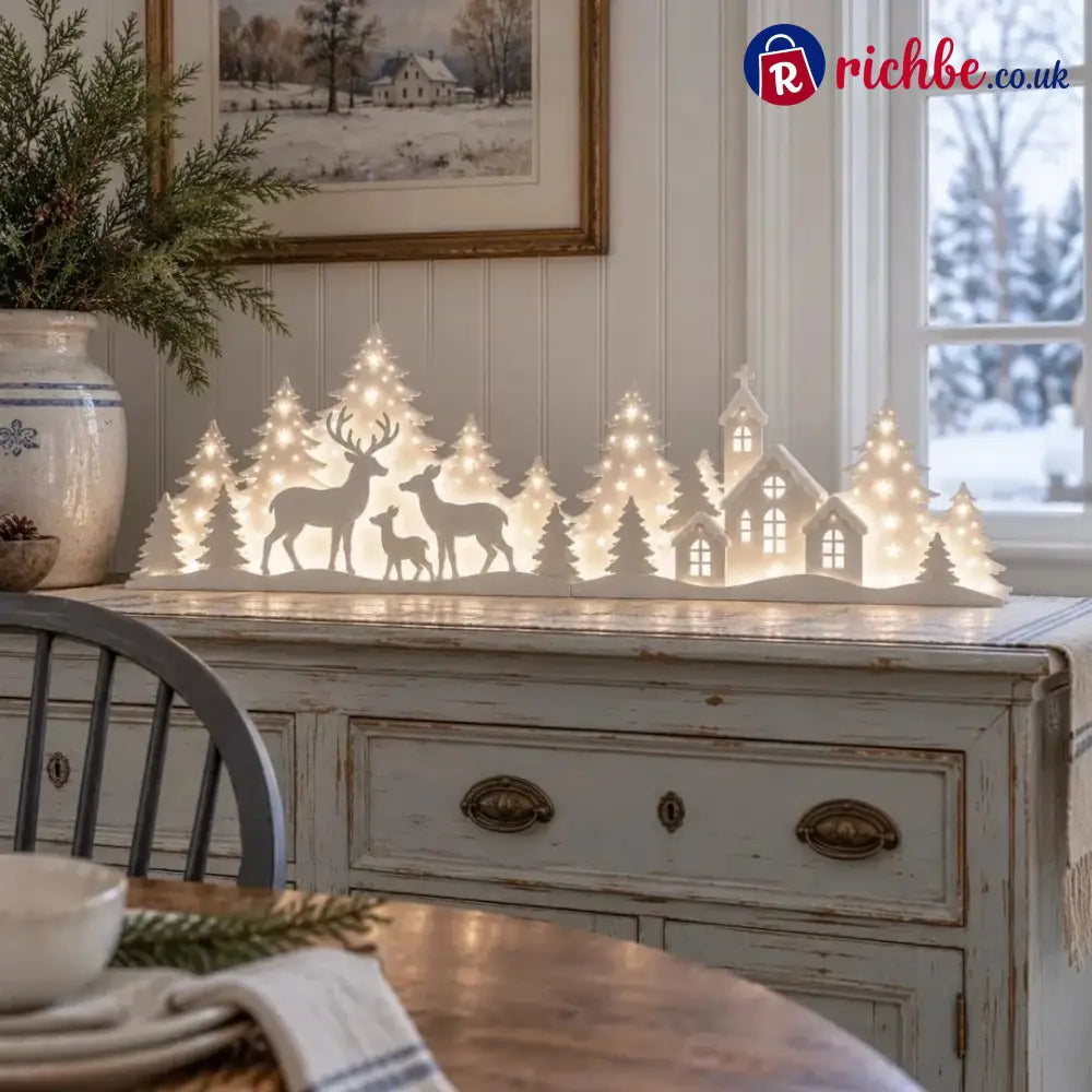 🦌 LED Christmas Deer & Village Window Decor | 2-Piece Lighted Scene - 🎄Christmas